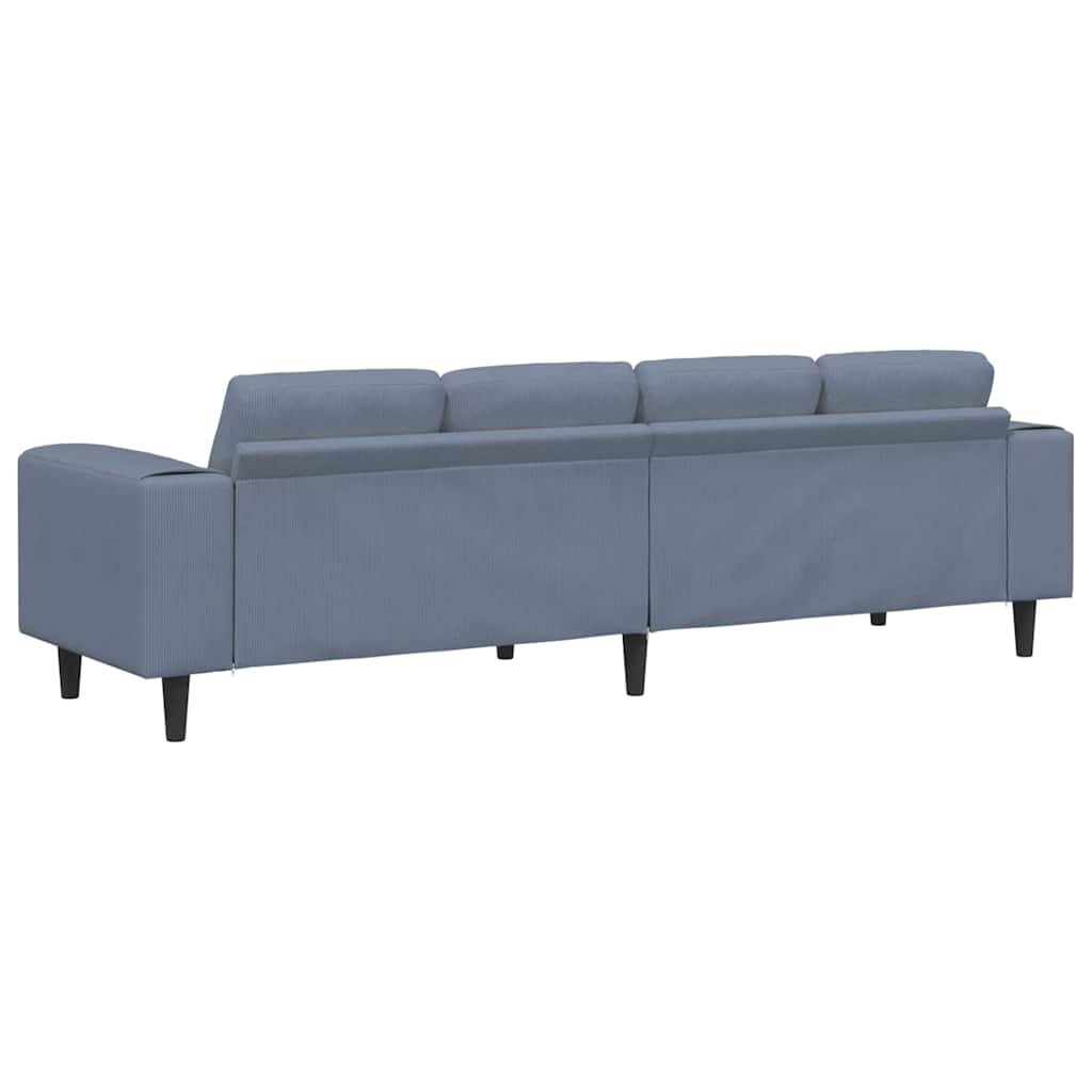 Fabric Sofa with Cushion Blue 208 cm Corduroy fabric
